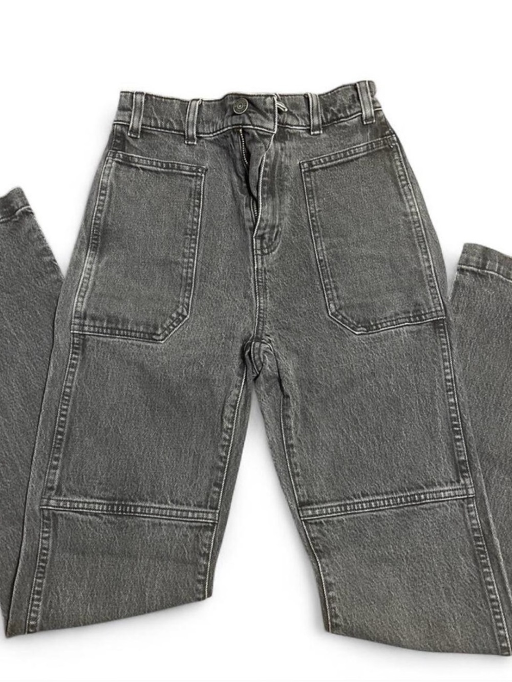 Madewell Gray Denim High-Rise Straight Leg Jeans